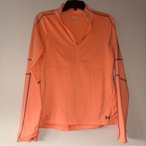 Under Armour Orange 1/4 Zip Pullover Long Sleeve Women’s Small Fitted